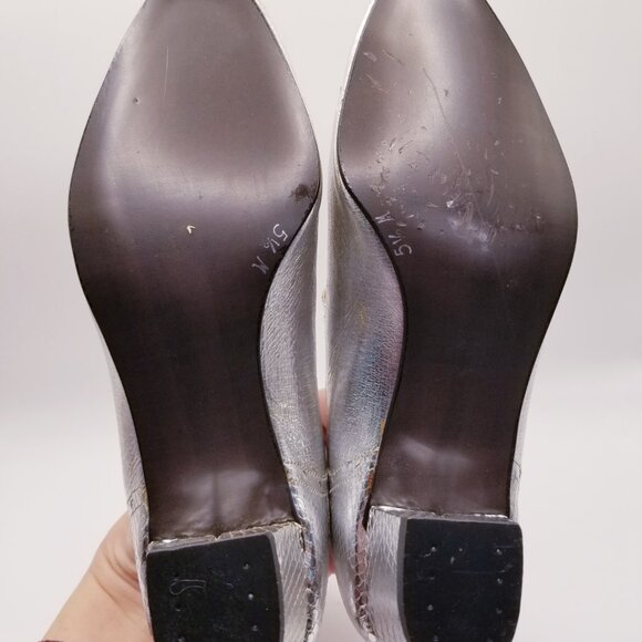 60s Vintage Roman Silver Leather Mary Janes - Size 5.5 - Picture 5 of 6